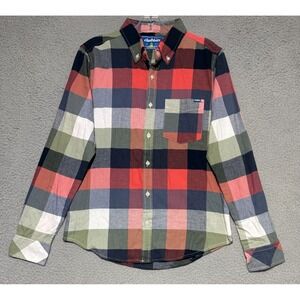 Chubbies long sleeve button up plaid shirt Flannel Mens Medium Stretch